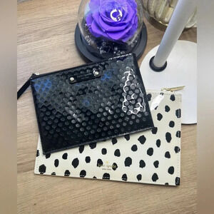 Kate Spade patten black pocket clutch set